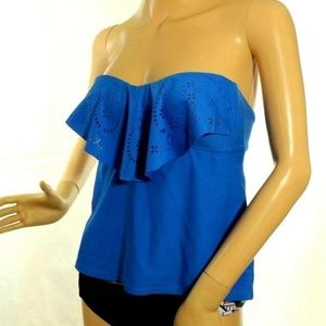 Hula Honey Blue Swimsuit Ruffle Popover Tankini